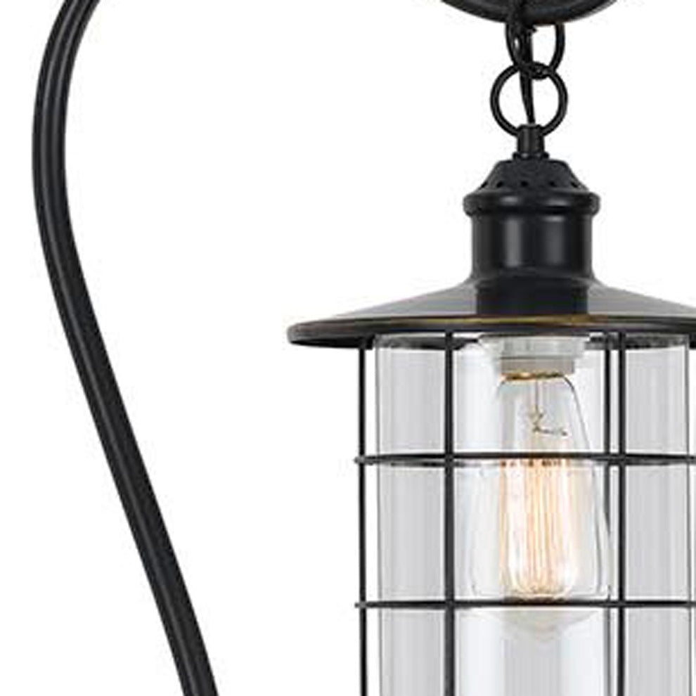 Antiqued Bronze Lantern Style Floor Lamp With Glass and Metal Shade By Homeroots | Floor Lamps | Modishstore - 3