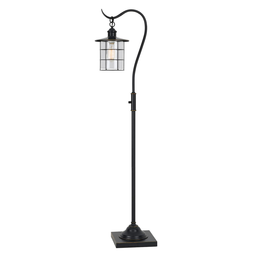 Antiqued Bronze Lantern Style Floor Lamp With Glass and Metal Shade By Homeroots | Floor Lamps | Modishstore - 2