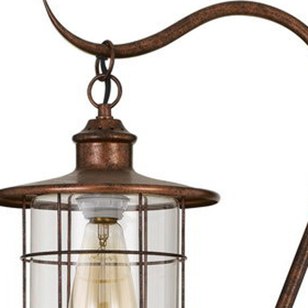 Rusted Traditional Shaped Floor Lamp With Rust Transparent Glass Drum Shade By Homeroots | Floor Lamps | Modishstore - 3