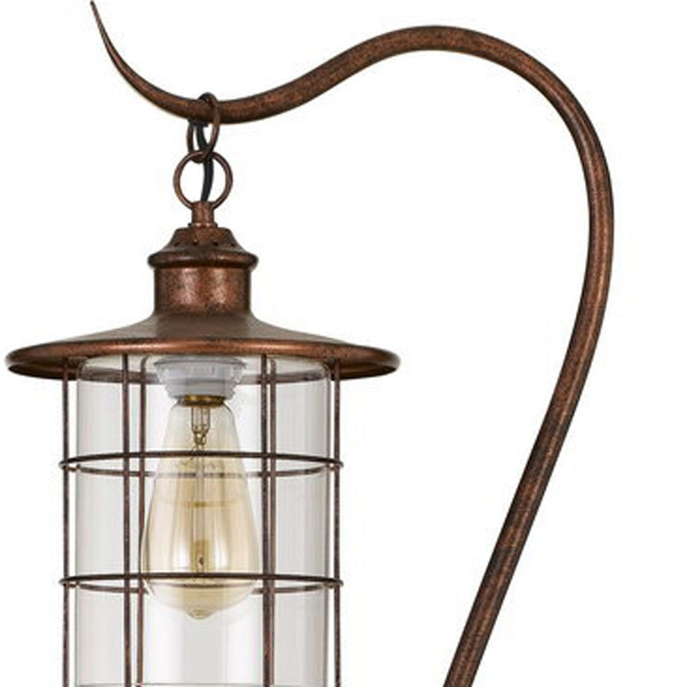 Rusted Traditional Shaped Floor Lamp With Rust Transparent Glass Drum Shade By Homeroots | Floor Lamps | Modishstore - 4