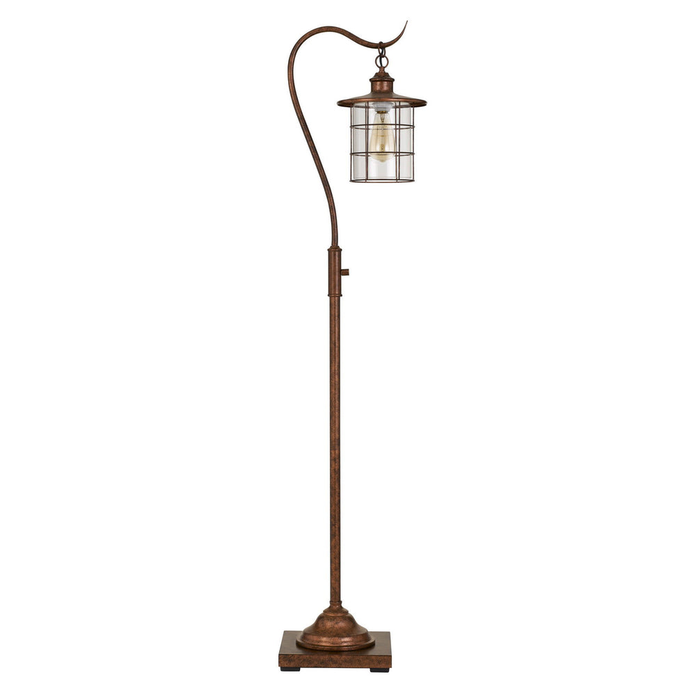 Rusted Traditional Shaped Floor Lamp With Rust Transparent Glass Drum Shade By Homeroots | Floor Lamps | Modishstore - 6