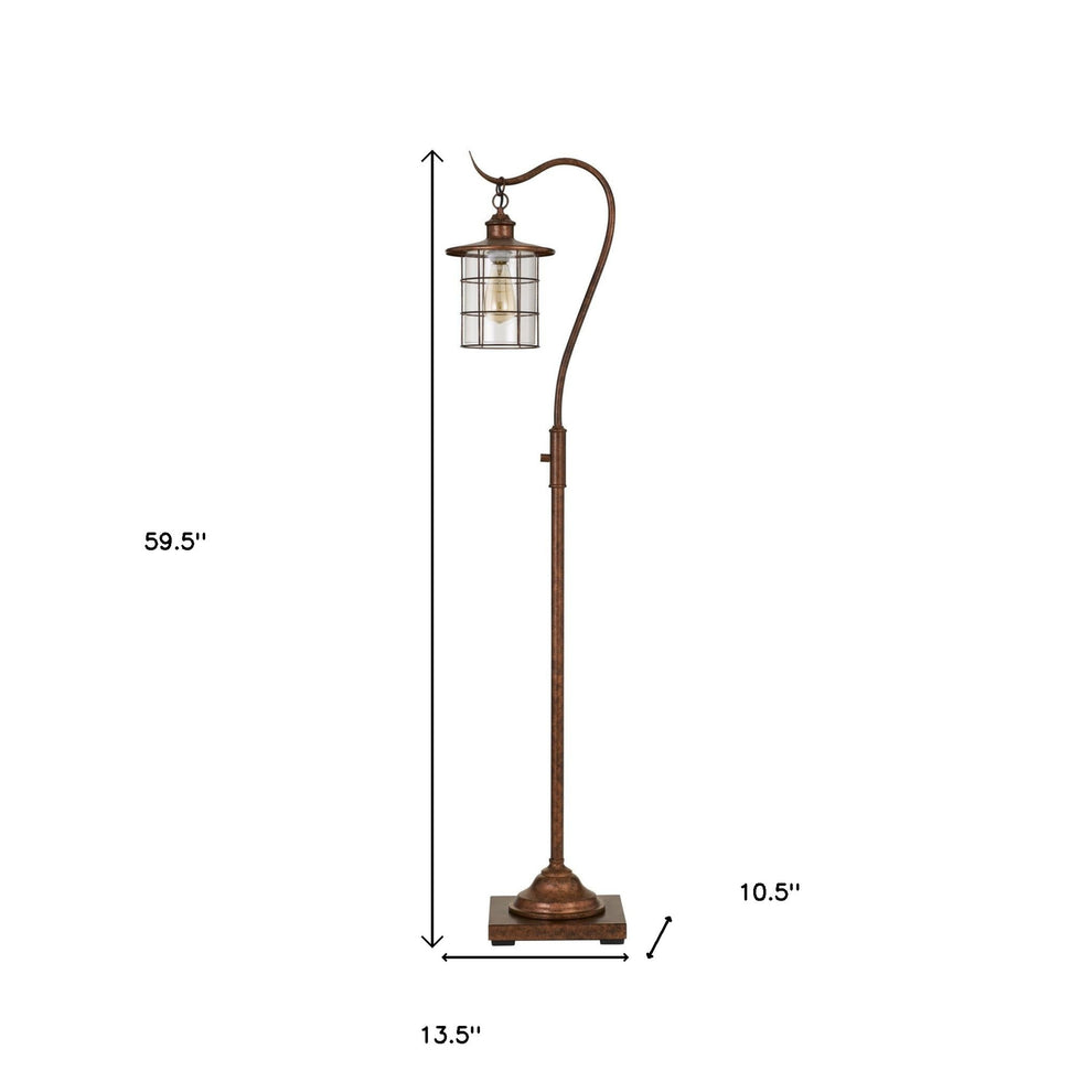 Rusted Traditional Shaped Floor Lamp With Rust Transparent Glass Drum Shade By Homeroots | Floor Lamps | Modishstore - 5