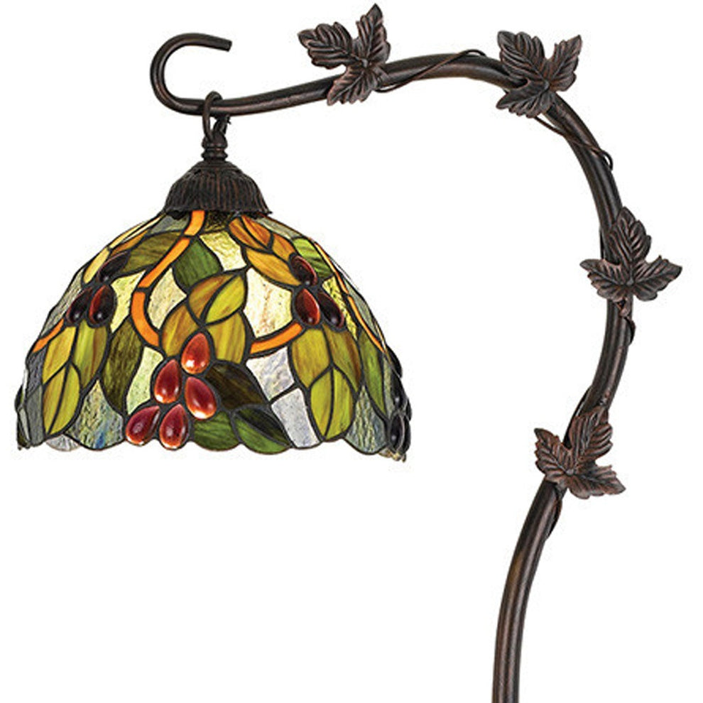 Bronze Floor Lamp With Green And Yellow Glass Dome Shade By Homeroots | Floor Lamps | Modishstore - 4