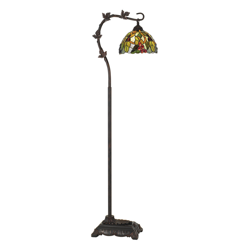 Bronze Floor Lamp With Green And Yellow Glass Dome Shade By Homeroots | Floor Lamps | Modishstore - 6