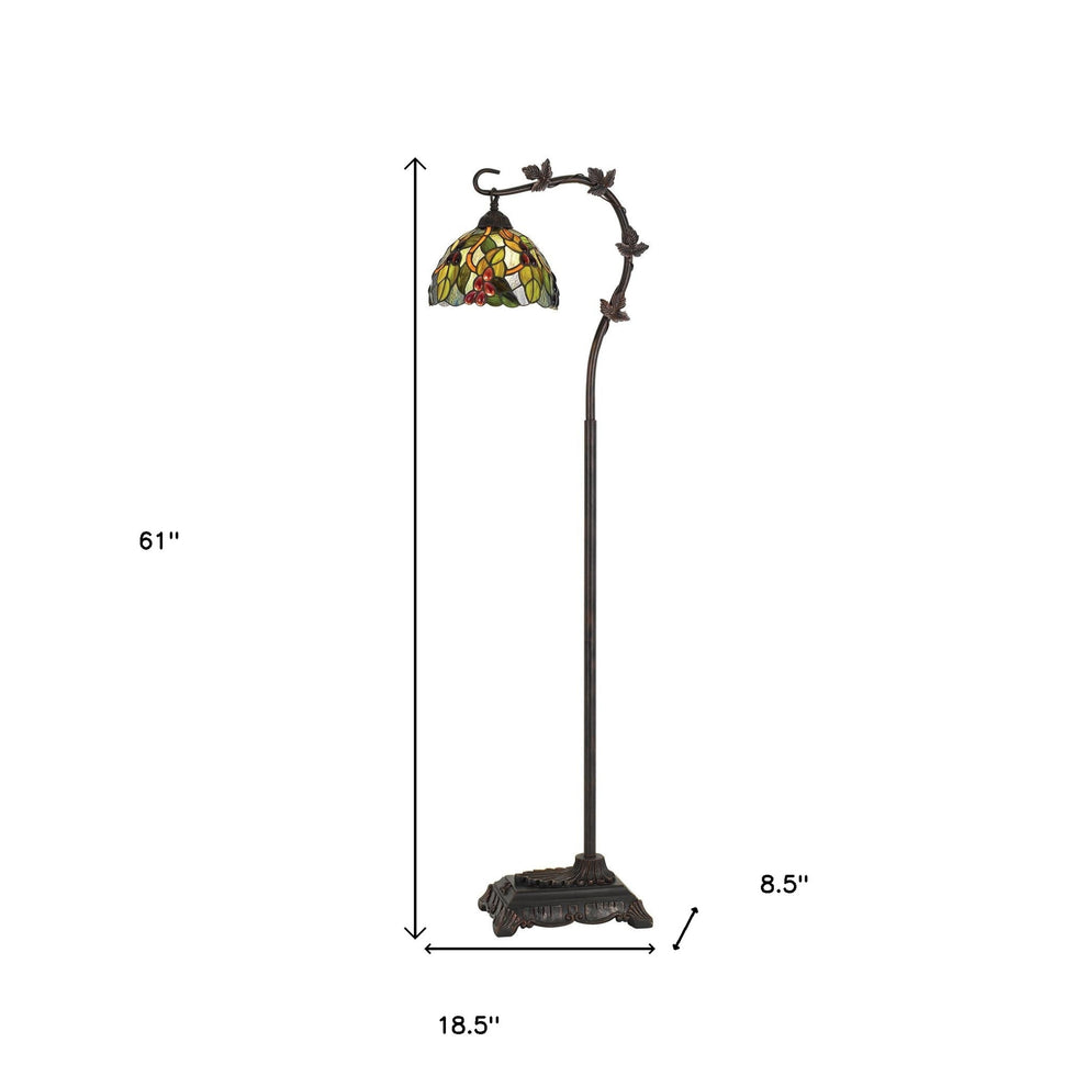 Bronze Floor Lamp With Green And Yellow Glass Dome Shade By Homeroots | Floor Lamps | Modishstore - 5