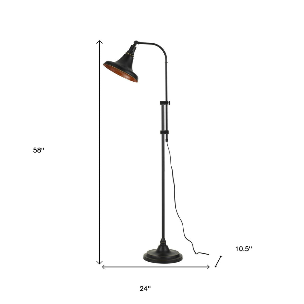 Bronze Metal Adjustable Floor Lamp With Bronze Metal Dome Shade By Homeroots | Floor Lamps | Modishstore - 6
