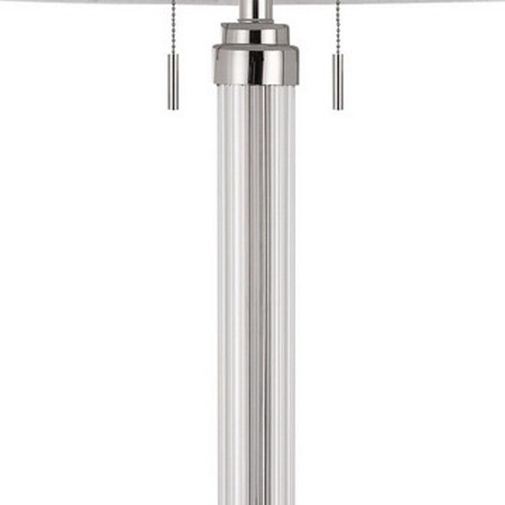 Chrome Two Light Traditional Shaped Floor Lamp With White Rectangular Shade By Homeroots | Floor Lamps | Modishstore - 5