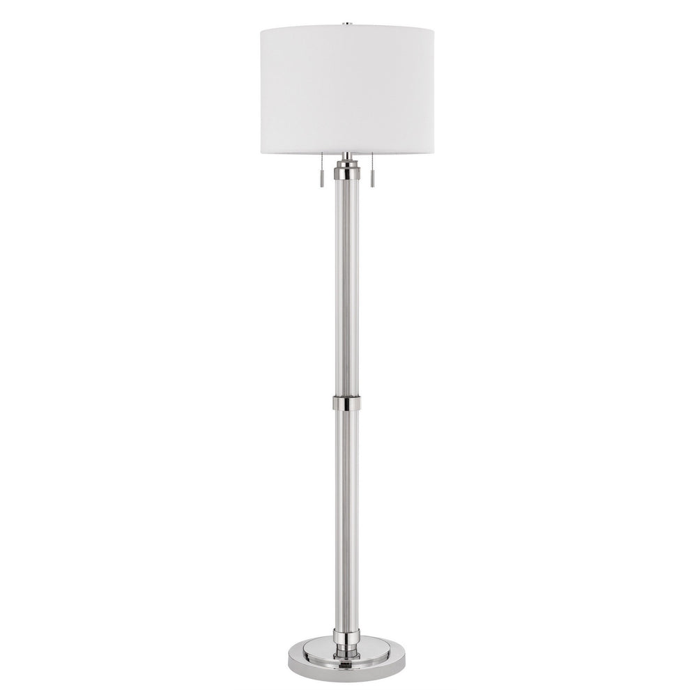 Chrome Two Light Traditional Shaped Floor Lamp With White Rectangular Shade By Homeroots | Floor Lamps | Modishstore - 2