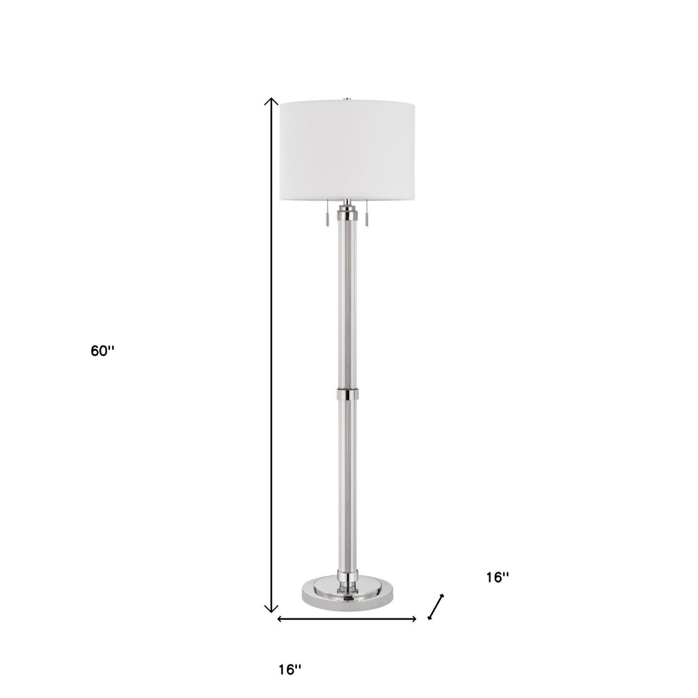 Chrome Two Light Traditional Shaped Floor Lamp With White Rectangular Shade By Homeroots | Floor Lamps | Modishstore - 6