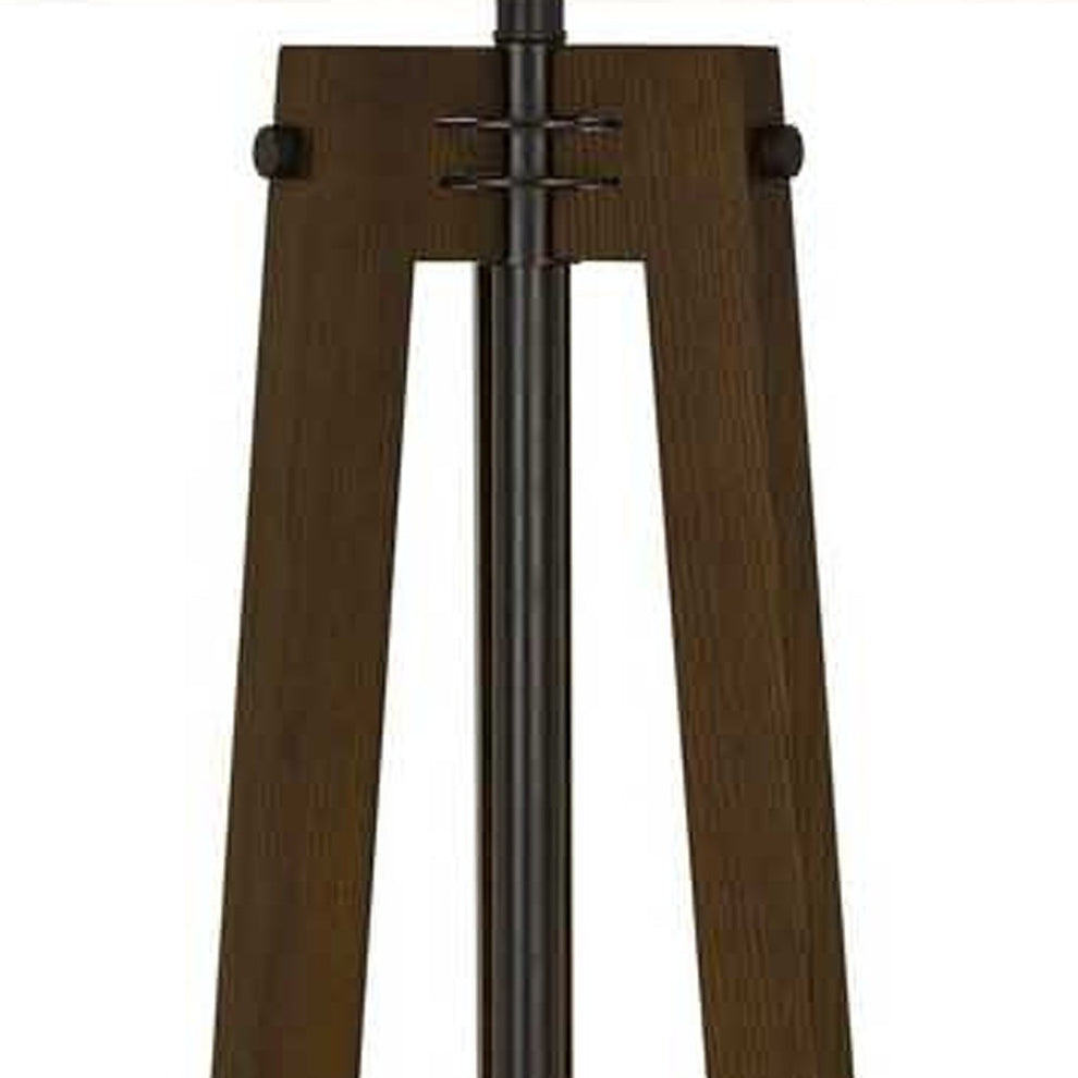 Brown Tripod Floor Lamp With White Rectangular Shade By Homeroots | Floor Lamps | Modishstore - 5