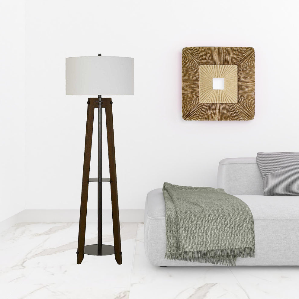 Brown Tripod Floor Lamp With White Rectangular Shade By Homeroots | Floor Lamps | Modishstore - 3
