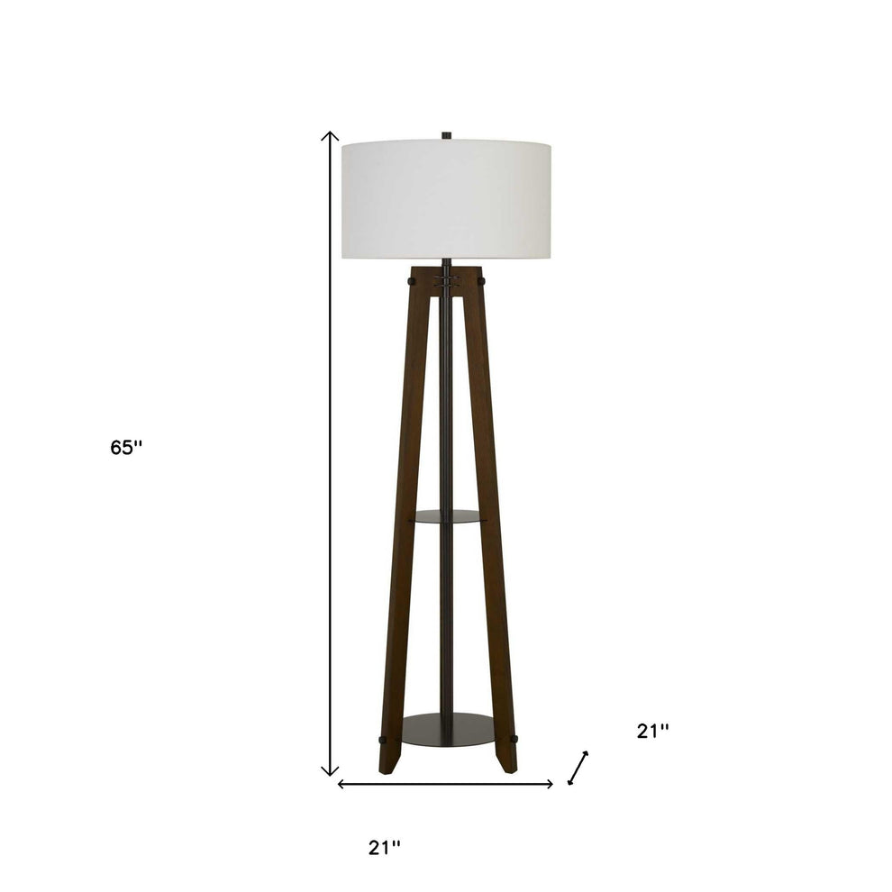 Brown Tripod Floor Lamp With White Rectangular Shade By Homeroots | Floor Lamps | Modishstore - 6