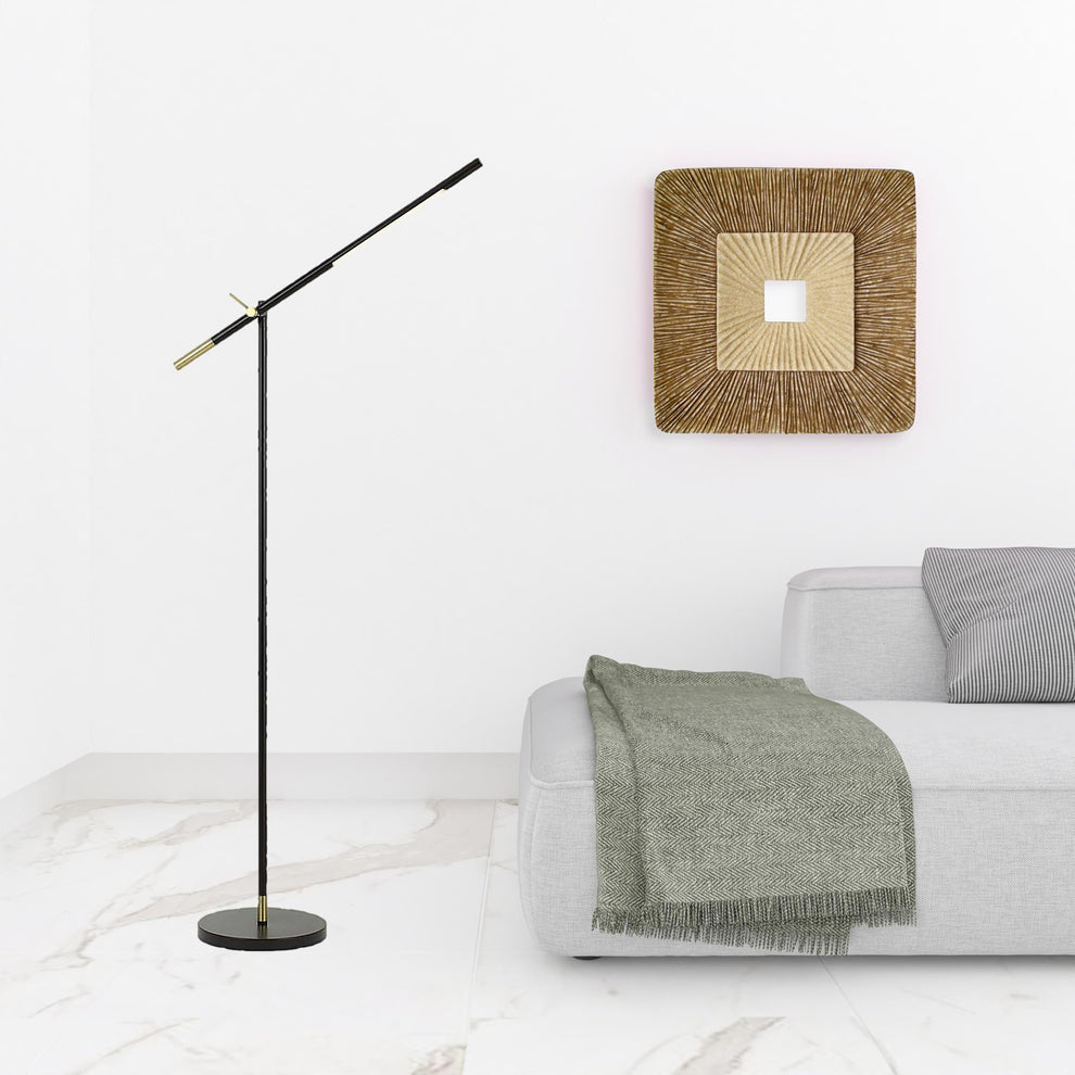Black Adjustable Traditional Shaped Floor Lamp By Homeroots | Floor Lamps | Modishstore - 3