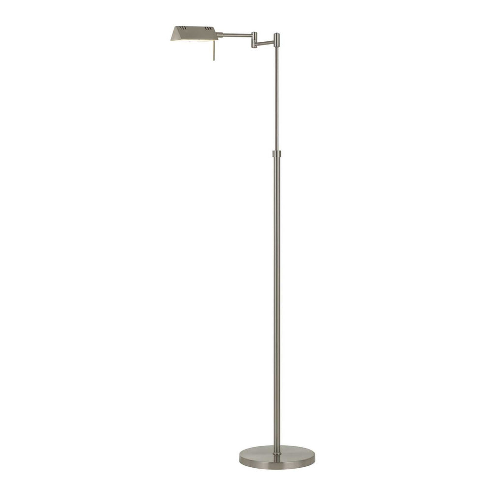 Nickel Metal Adjustable Swing Arm Floor Lamp With Gray Shade By Homeroots | Floor Lamps | Modishstore - 2