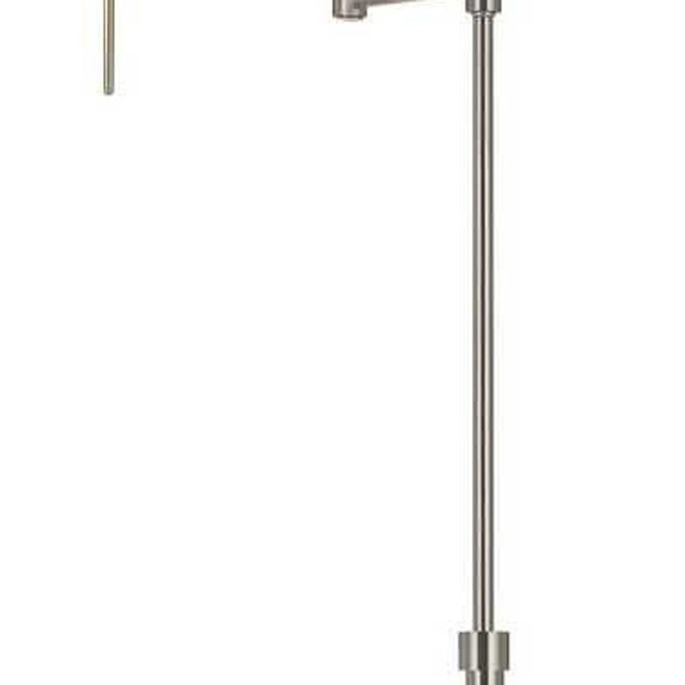 Nickel Metal Adjustable Swing Arm Floor Lamp With Gray Shade By Homeroots | Floor Lamps | Modishstore - 4