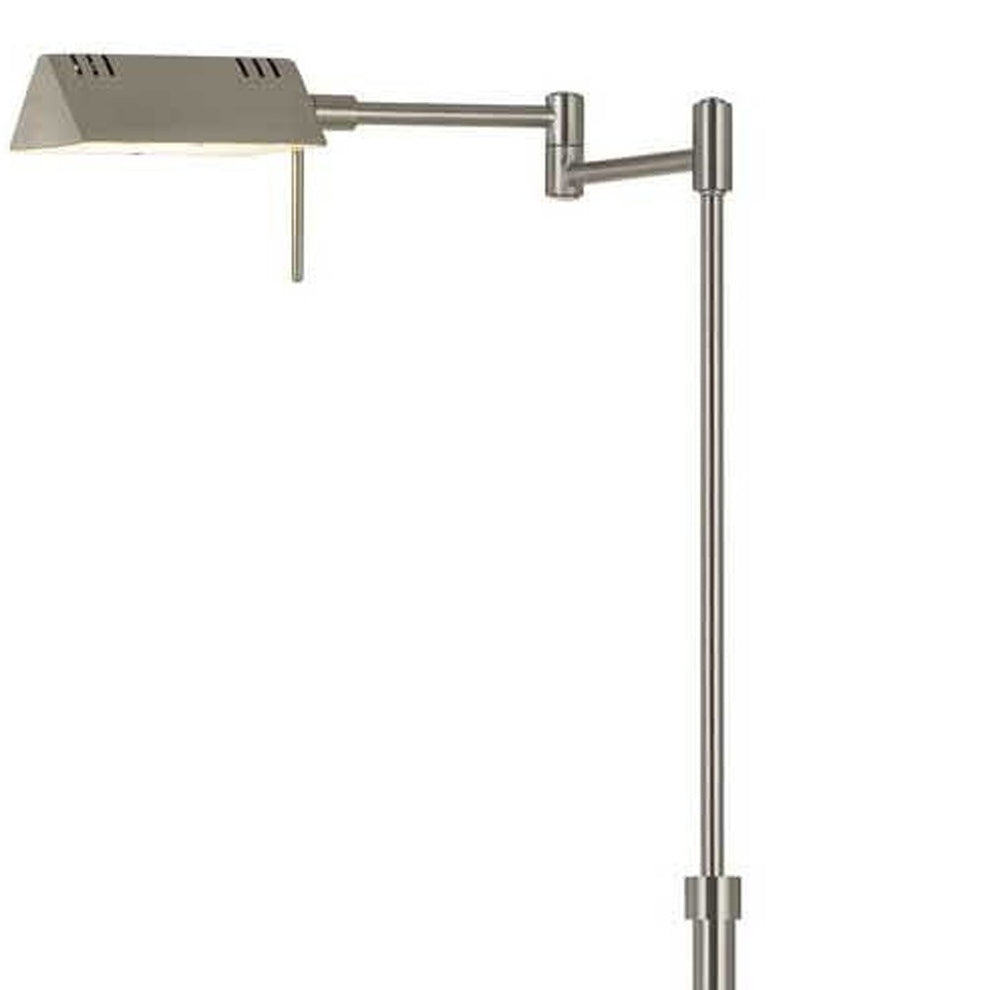 Nickel Metal Adjustable Swing Arm Floor Lamp With Gray Shade By Homeroots | Floor Lamps | Modishstore - 5