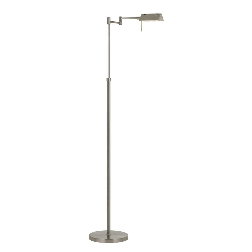 Nickel Metal Adjustable Swing Arm Floor Lamp With Gray Shade By Homeroots | Floor Lamps | Modishstore - 3