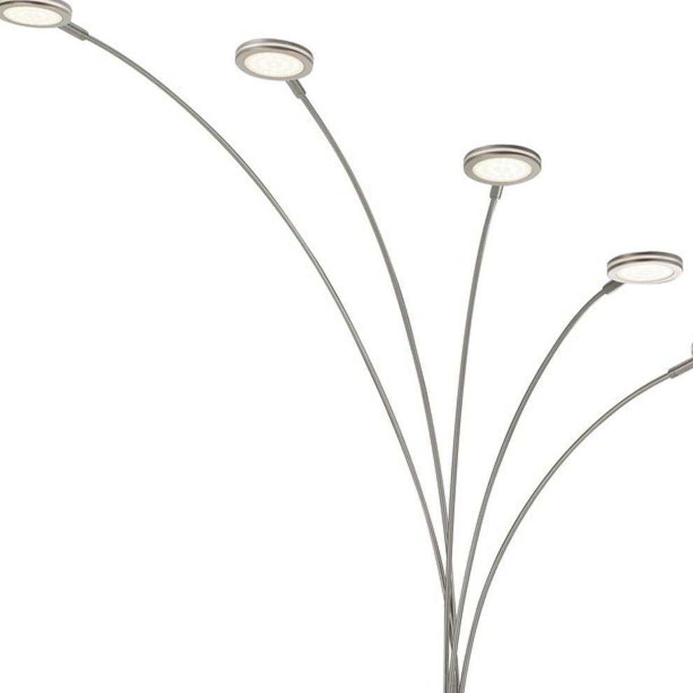 Nickel Five Light Led Arc Floor Lamp By Homeroots | Floor Lamps | Modishstore - 5
