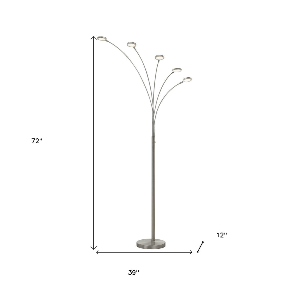 Nickel Five Light Led Arc Floor Lamp By Homeroots | Floor Lamps | Modishstore - 6