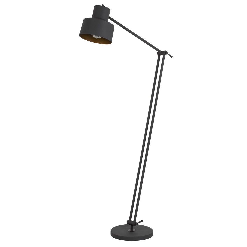 Black Adjustable Traditional Shaped Floor Lamp With Black Dome Shade By Homeroots | Floor Lamps | Modishstore - 6