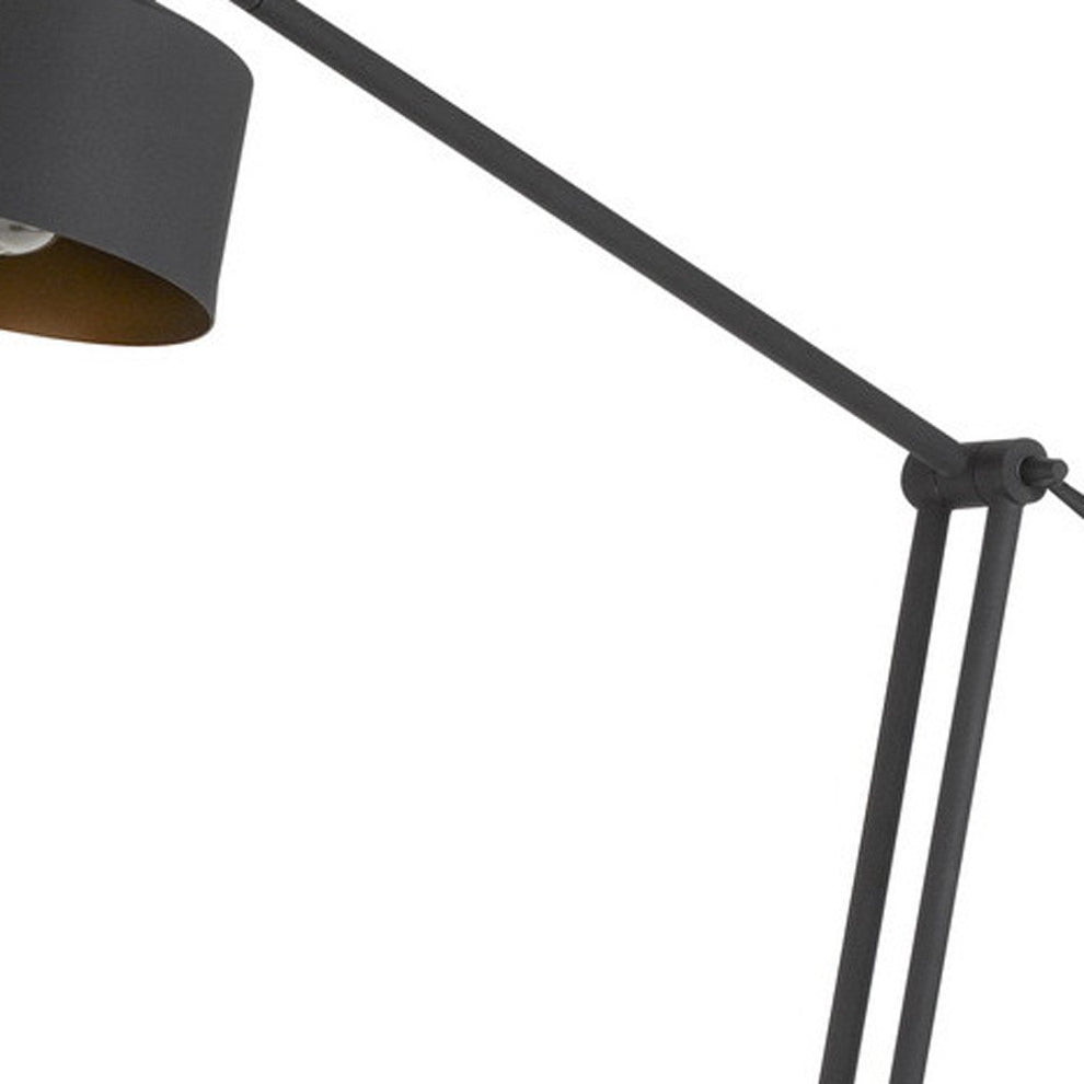 Black Adjustable Traditional Shaped Floor Lamp With Black Dome Shade By Homeroots | Floor Lamps | Modishstore - 3