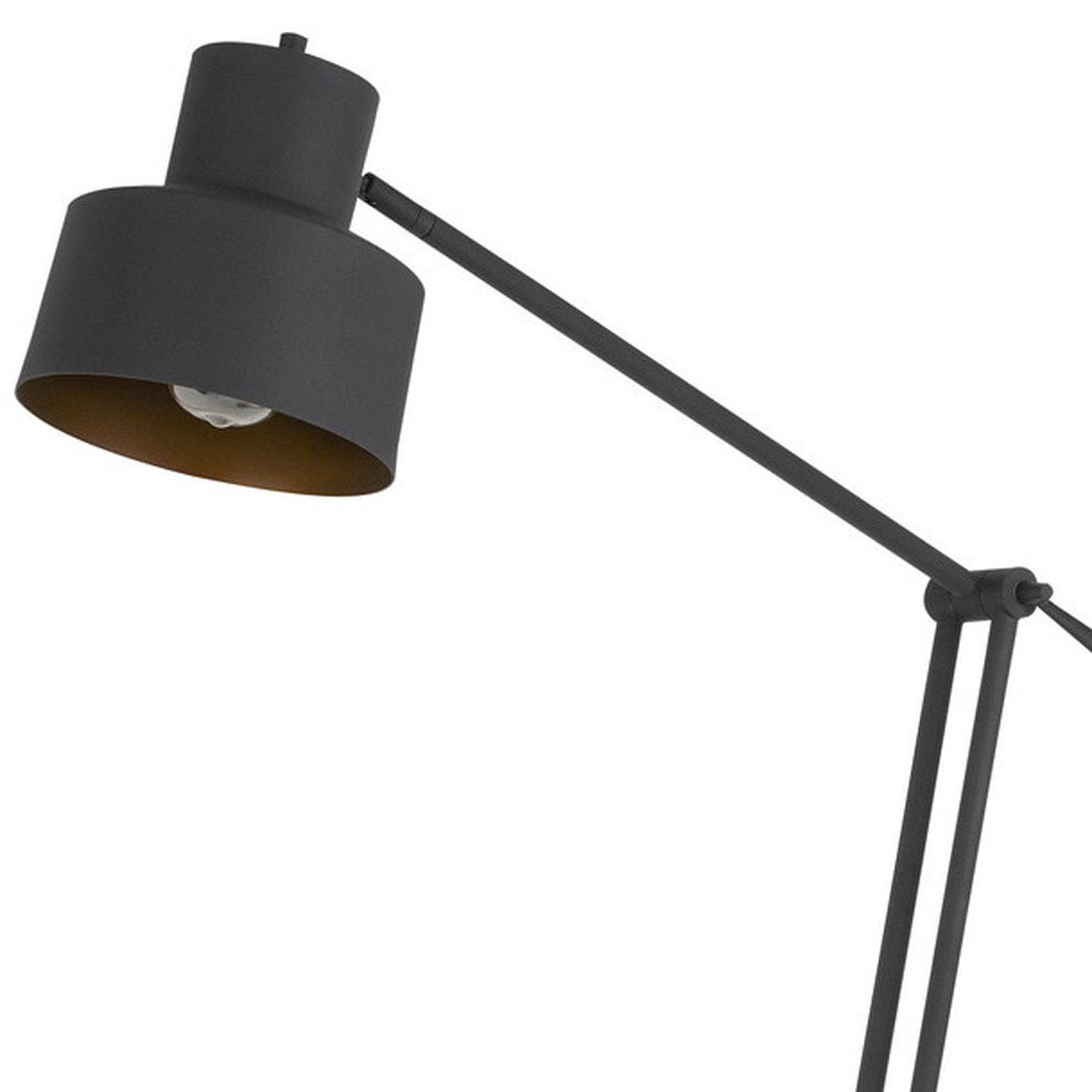 Black Adjustable Traditional Shaped Floor Lamp With Black Dome Shade By Homeroots | Floor Lamps | Modishstore - 5