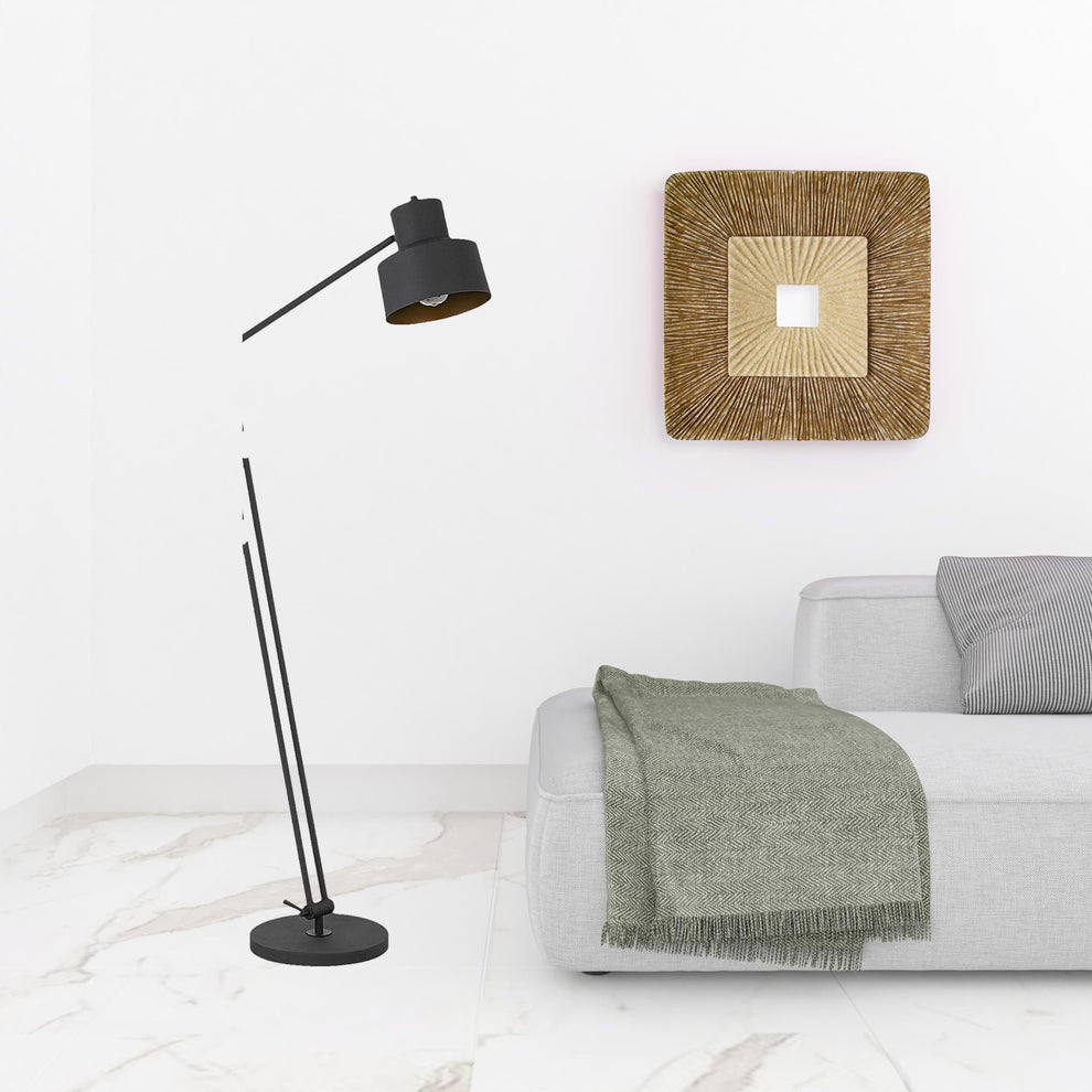 Black Adjustable Traditional Shaped Floor Lamp With Black Dome Shade By Homeroots | Floor Lamps | Modishstore - 2