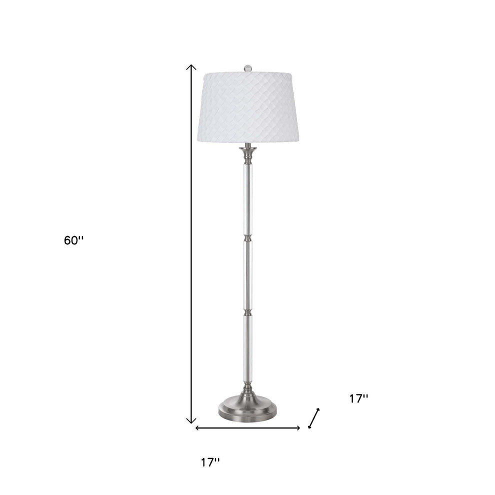 Nickel Traditional Shaped Floor Lamp With White Square Shade By Homeroots | Floor Lamps | Modishstore - 3