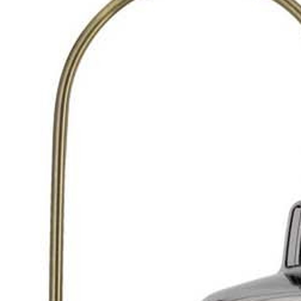 Brass Adjustable Arc Floor Lamp With Antiqued Brass Mirrored Glass Novelty Shade By Homeroots | Floor Lamps | Modishstore - 4