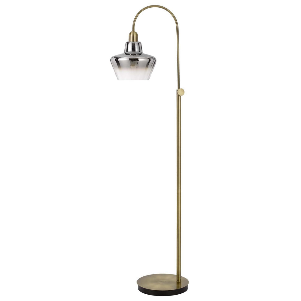 Brass Adjustable Arc Floor Lamp With Antiqued Brass Mirrored Glass Novelty Shade By Homeroots | Floor Lamps | Modishstore - 6
