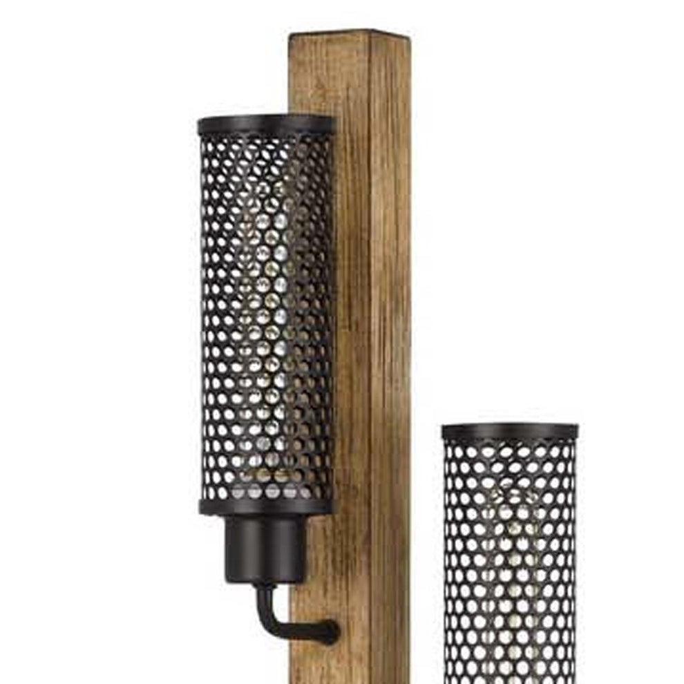 Brown Three Light Traditional Shaped Floor Lamp With Black Novelty Shade By Homeroots | Floor Lamps | Modishstore - 5