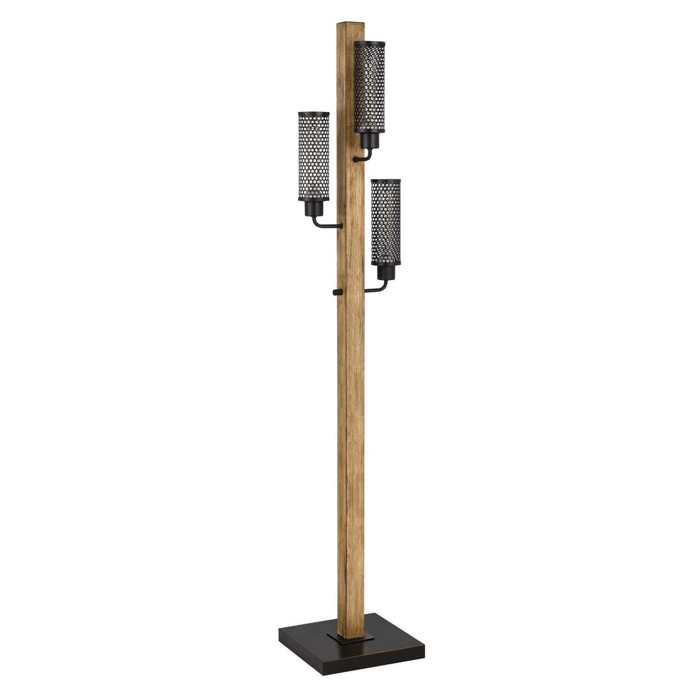 Brown Three Light Traditional Shaped Floor Lamp With Black Novelty Shade By Homeroots | Floor Lamps | Modishstore - 6