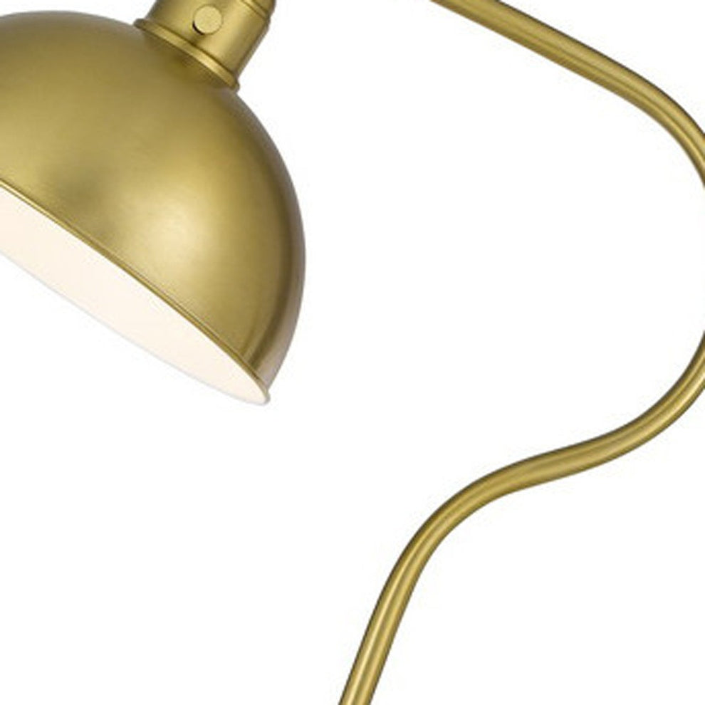 Brass Traditional Shaped Floor Lamp With Antiqued Brass Dome Shade By Homeroots | Floor Lamps | Modishstore - 2