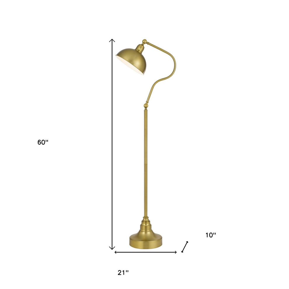 Brass Traditional Shaped Floor Lamp With Antiqued Brass Dome Shade By Homeroots | Floor Lamps | Modishstore - 5