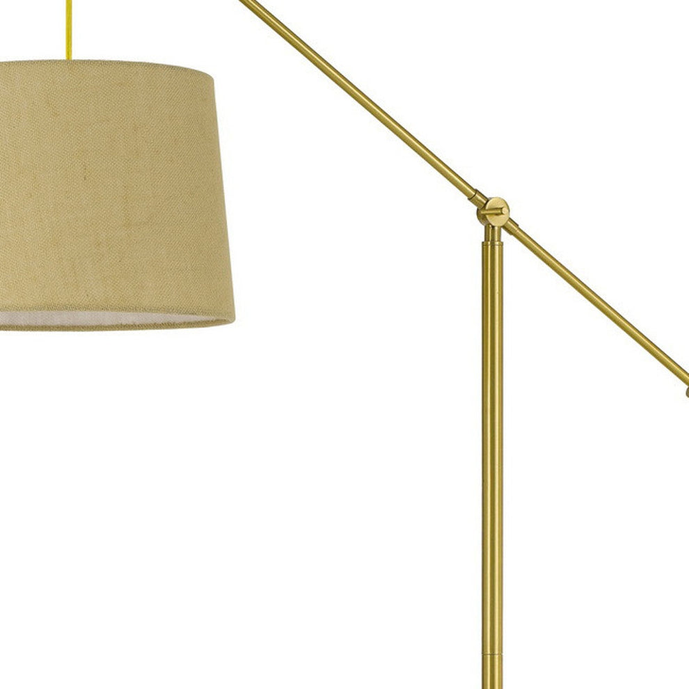 Brass Adjustable Traditional Shaped Floor Lamp With Antiqued Brass Drum Shade By Homeroots | Floor Lamps | Modishstore - 4