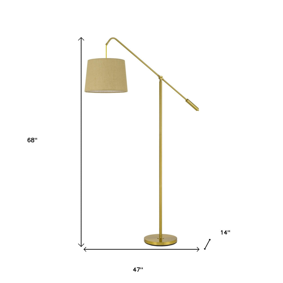 Brass Adjustable Traditional Shaped Floor Lamp With Antiqued Brass Drum Shade By Homeroots | Floor Lamps | Modishstore - 5