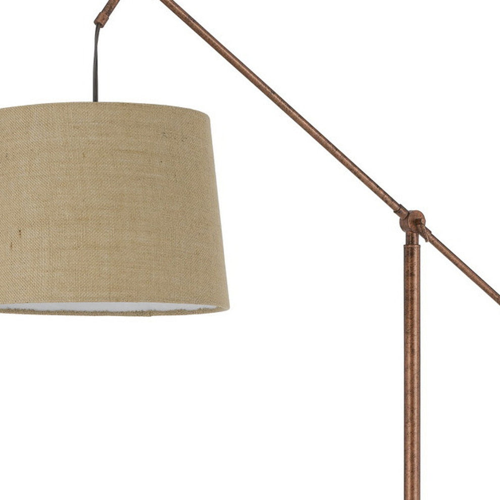 Rusted Adjustable Traditional Shaped Floor Lamp With Rust Drum Shade By Homeroots | Floor Lamps | Modishstore - 2