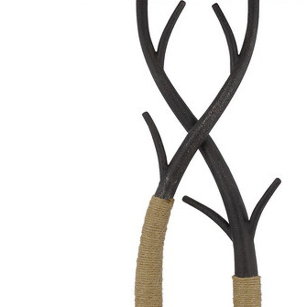 Black Traditional Shaped Floor Lamp With Tan Rectangular Shade By Homeroots | Floor Lamps | Modishstore - 2
