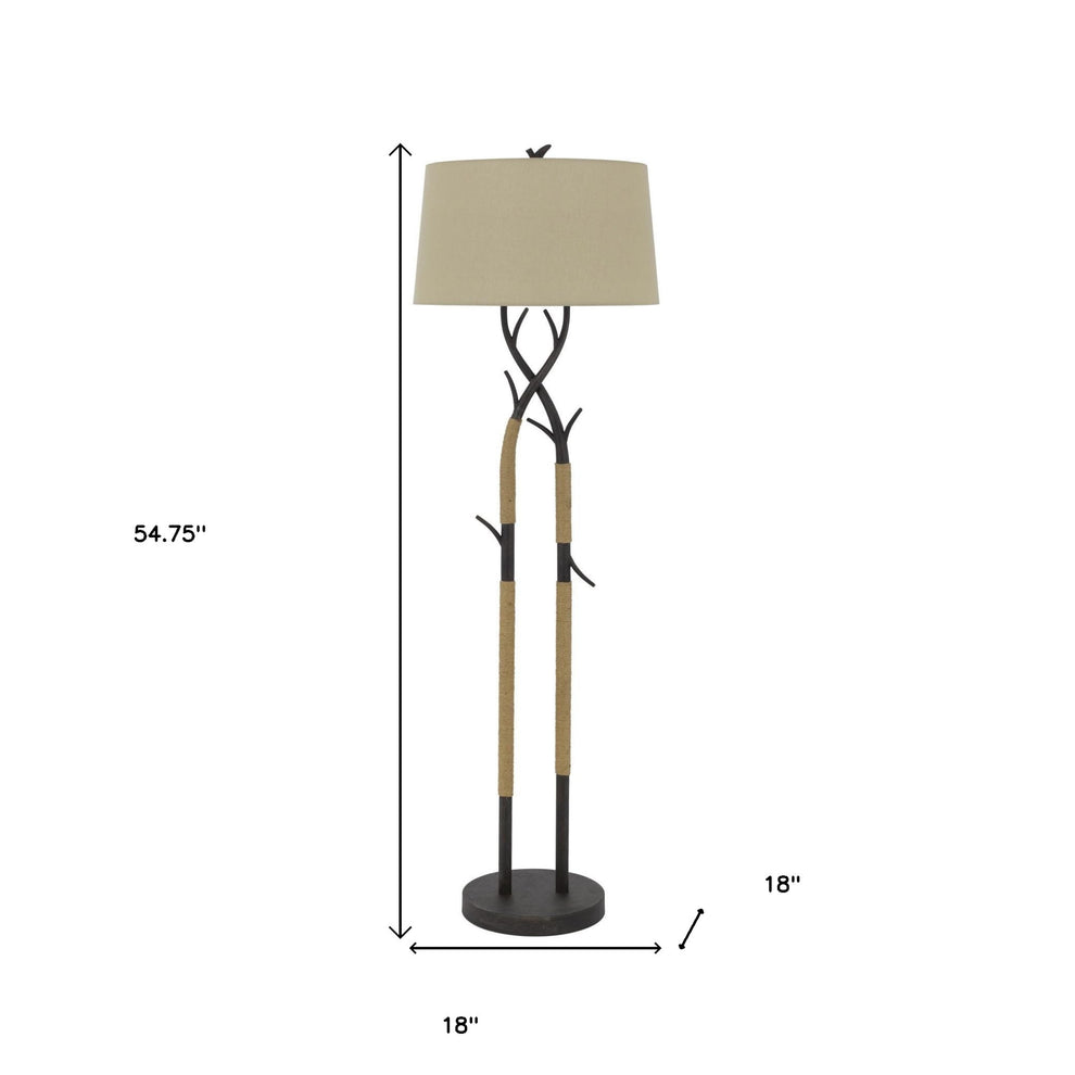Black Traditional Shaped Floor Lamp With Tan Rectangular Shade By Homeroots | Floor Lamps | Modishstore - 5