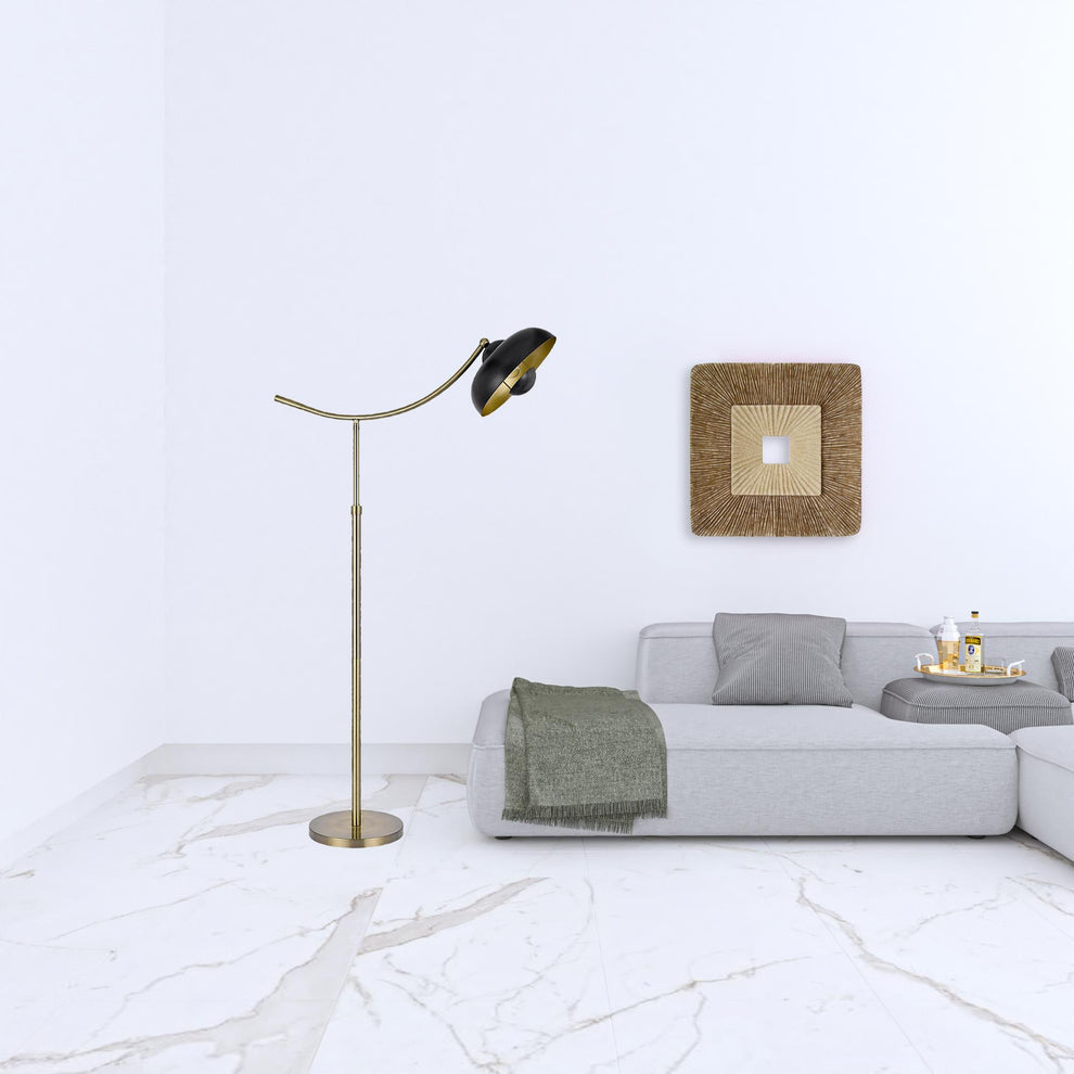 Bronze Adjustable Arc Floor Lamp With Bronze Dome Shade By Homeroots | Floor Lamps | Modishstore - 2