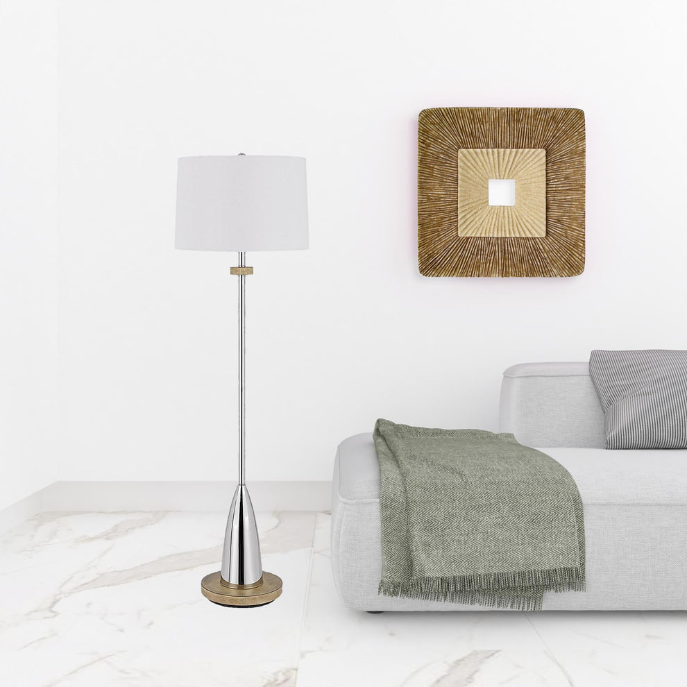 Chrome Traditional Shaped Floor Lamp With White Square Shade By Homeroots | Floor Lamps | Modishstore - 2