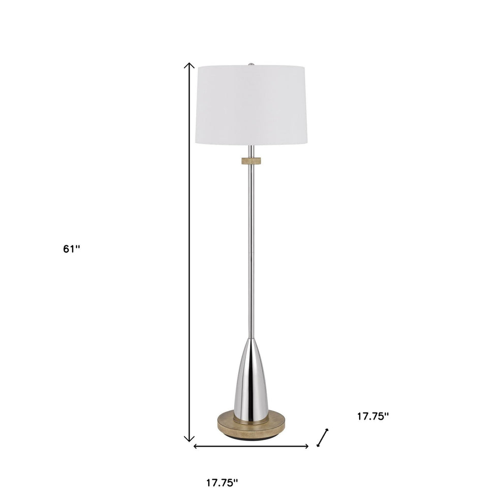 Chrome Traditional Shaped Floor Lamp With White Square Shade By Homeroots | Floor Lamps | Modishstore - 5