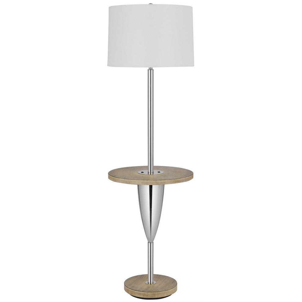 Chrome Tray Table Floor Lamp With White Square Shade By Homeroots | Floor Lamps | Modishstore - 6