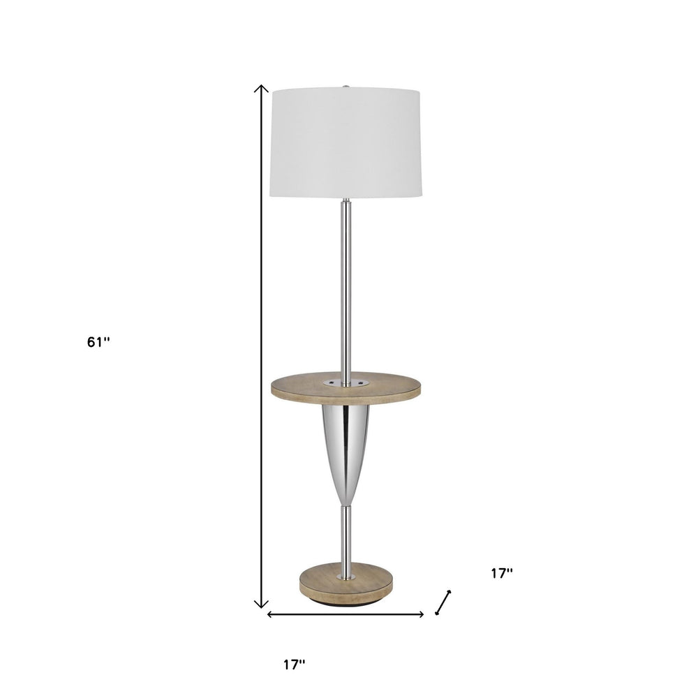 Chrome Tray Table Floor Lamp With White Square Shade By Homeroots | Floor Lamps | Modishstore - 5