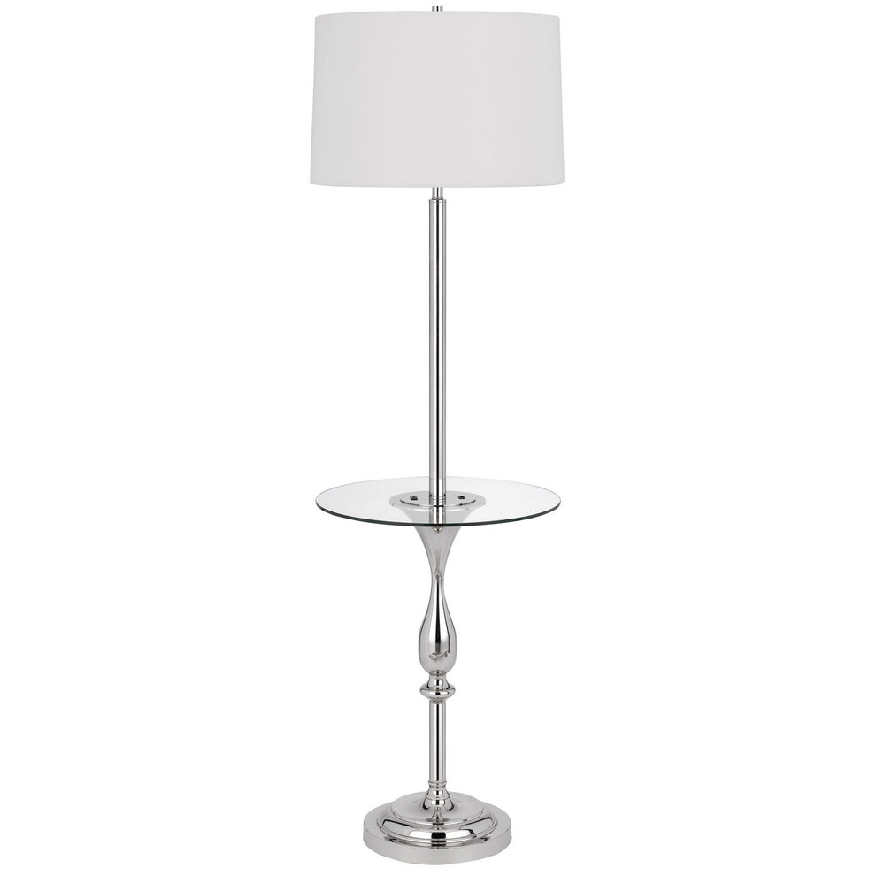 Chrome Tray Table Floor Lamp With White Transparent Glass Square Shade By Homeroots | Floor Lamps | Modishstore - 6