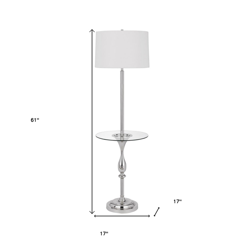 Chrome Tray Table Floor Lamp With White Transparent Glass Square Shade By Homeroots | Floor Lamps | Modishstore - 5