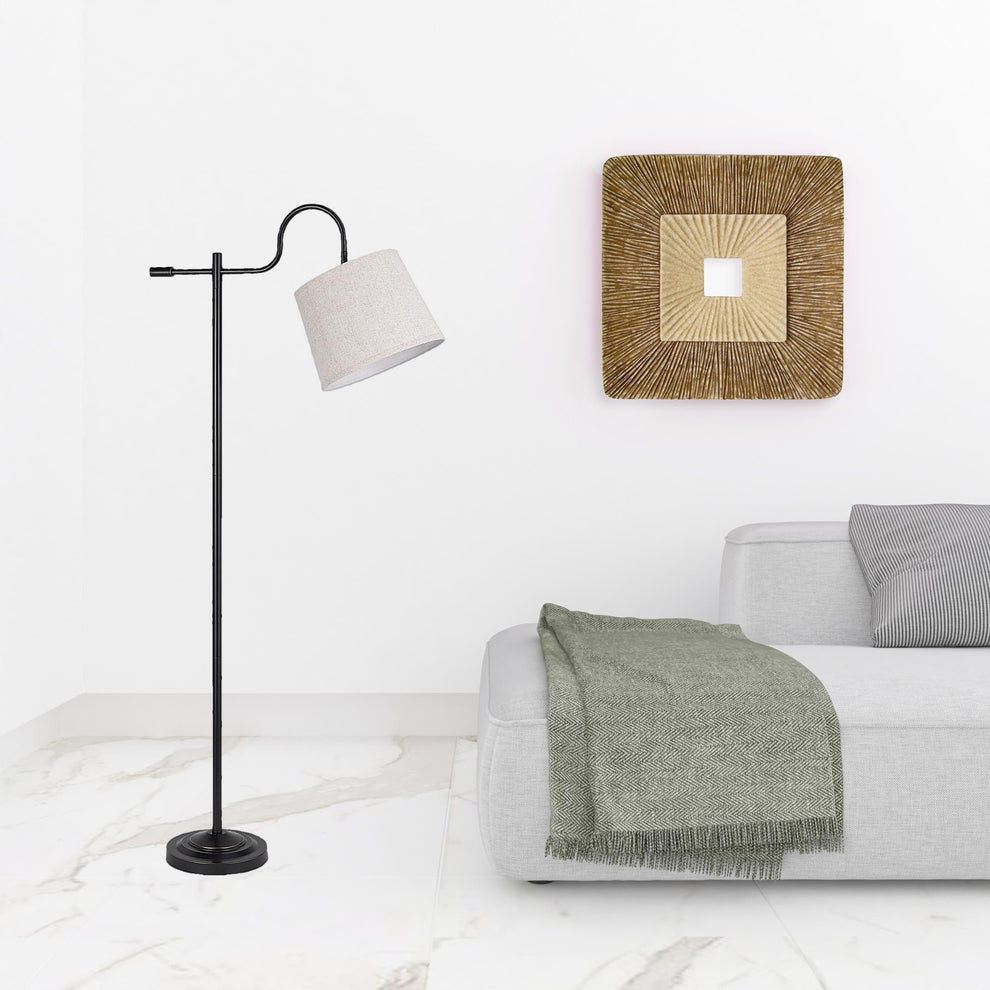 Bronze Adjustable Traditional Shaped Floor Lamp With Gray Square Shade By Homeroots | Floor Lamps | Modishstore - 2