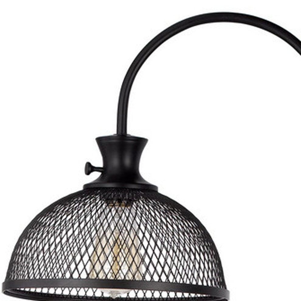 Black Adjustable Traditional Shaped Floor Lamp With Bronze Dome Shade By Homeroots | Floor Lamps | Modishstore - 3