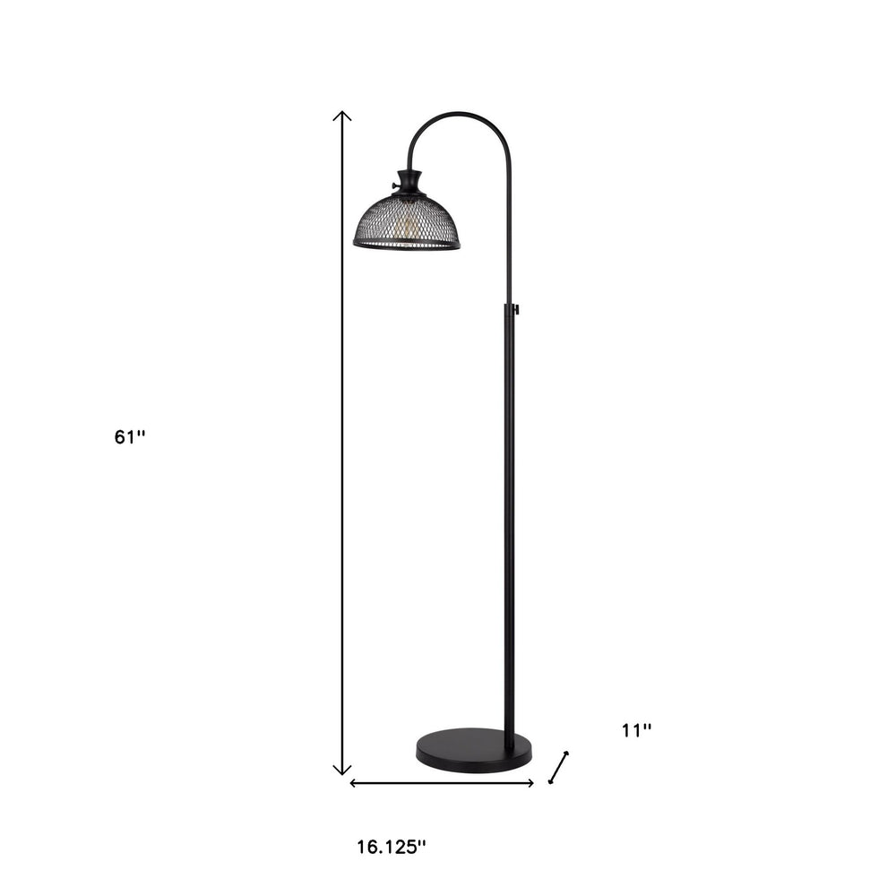 Black Adjustable Traditional Shaped Floor Lamp With Bronze Dome Shade By Homeroots | Floor Lamps | Modishstore - 5