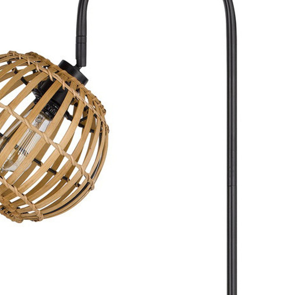 Black Traditional Shaped Floor Lamp With Brown Globe Shade By Homeroots | Floor Lamps | Modishstore - 3